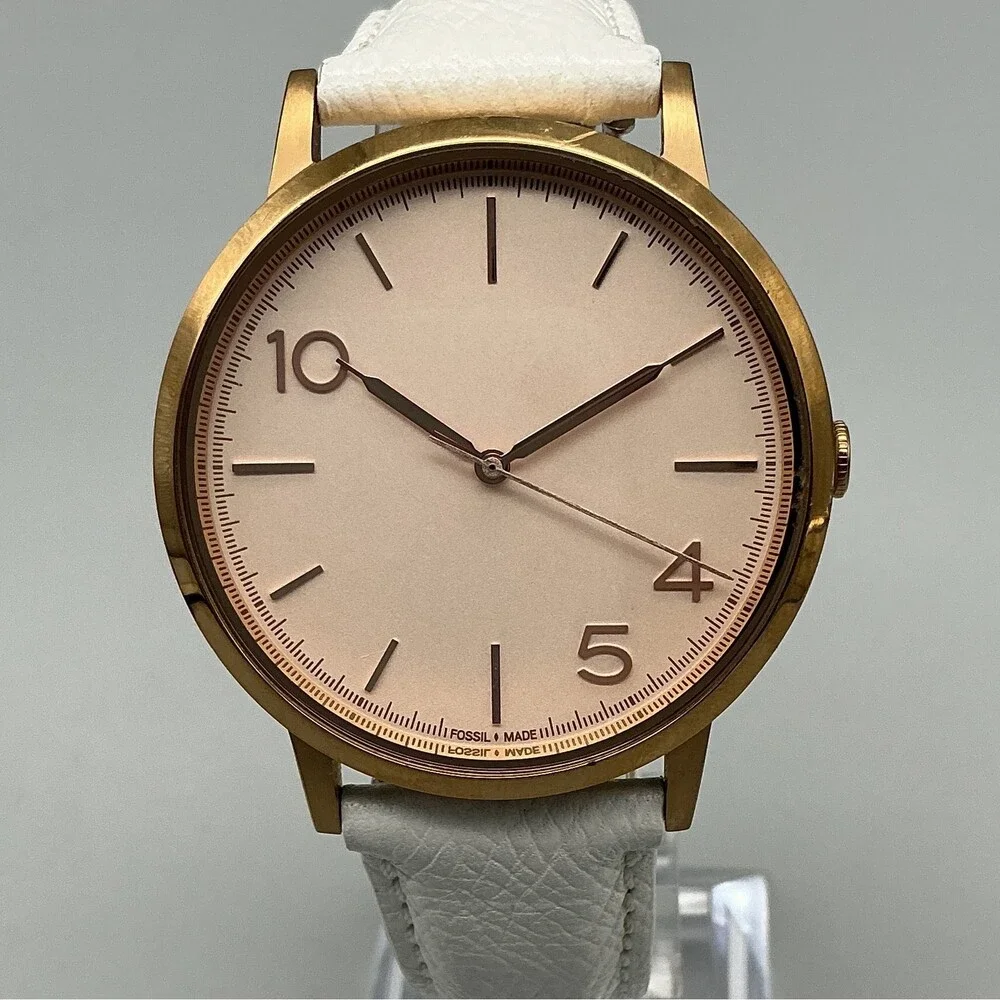 Fossil Forty Five Ten Womens Watch 40mm Rose Gold Tone FFTC1001 New Battery